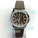 PPF Swiss Replica Patek Philippe Aquanaut 5067A Brown 35.6mm Ladies Rubber Strap Watch 